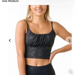 Zyia 🌙 Gray Battleship Camo Luxe Ruched Bra